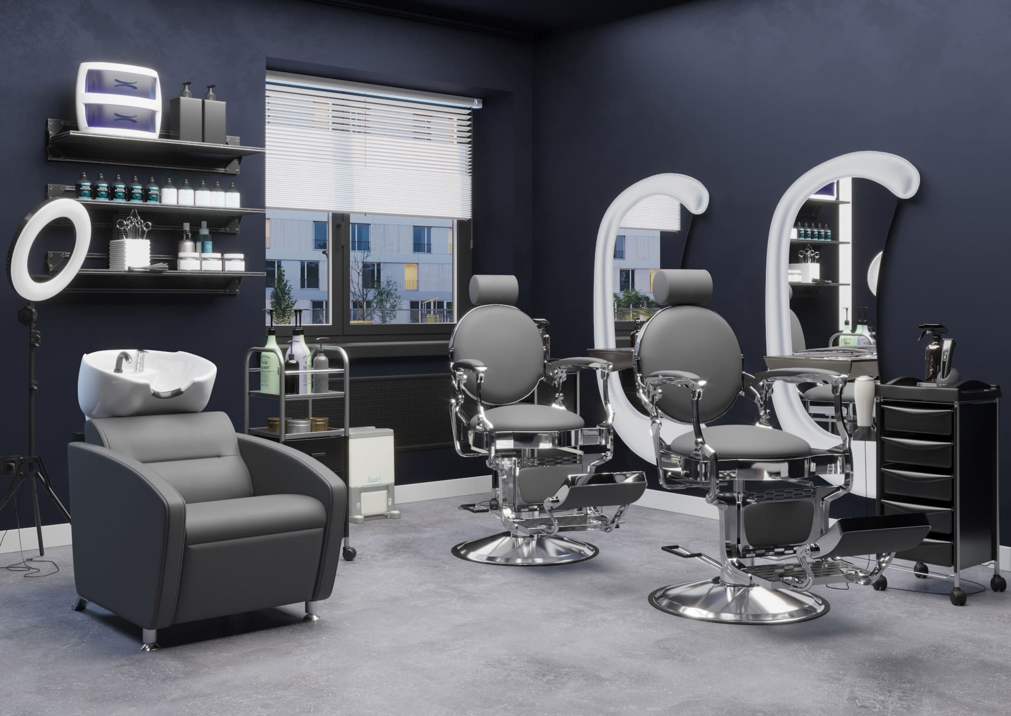 Мойка для барбершопа МД-123 с кантом