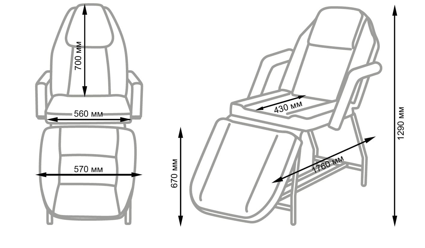Косметологическая кушетка РЕЛАКС Стандарт, хром